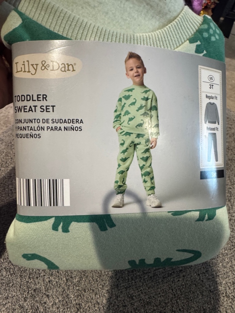 Lily & Dan Toddler Green Dinosaur Sweat Set